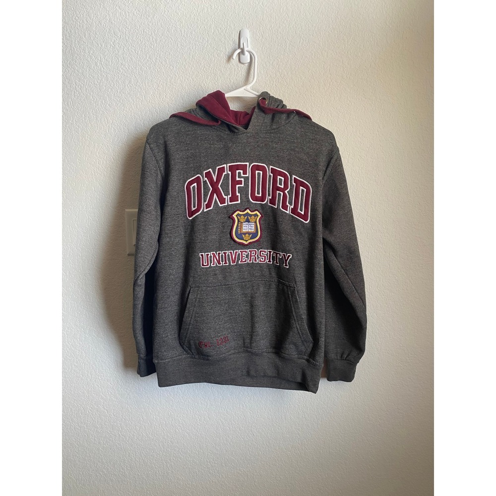 Oxford University Unisex Graphic Collegiate Hoodie Size S Grey Preppy School